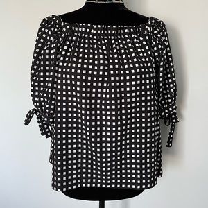 EUC Loft Checkered Off Shoulder Blouse